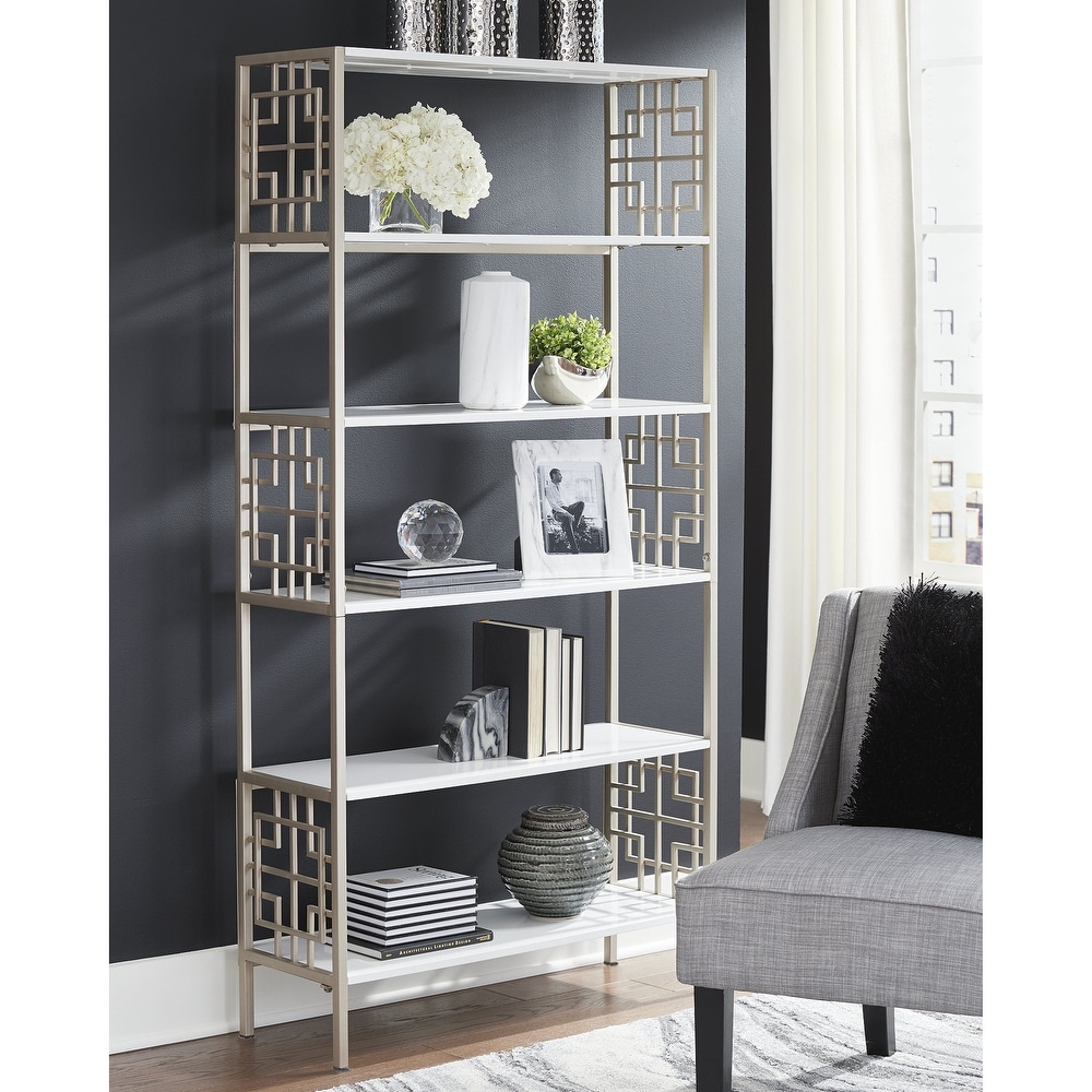 Glenstone Champagne/White Bookcase   36 x 70 in