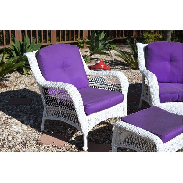 Jeco White Wicker 6piece Seating Set with Tan Cushions