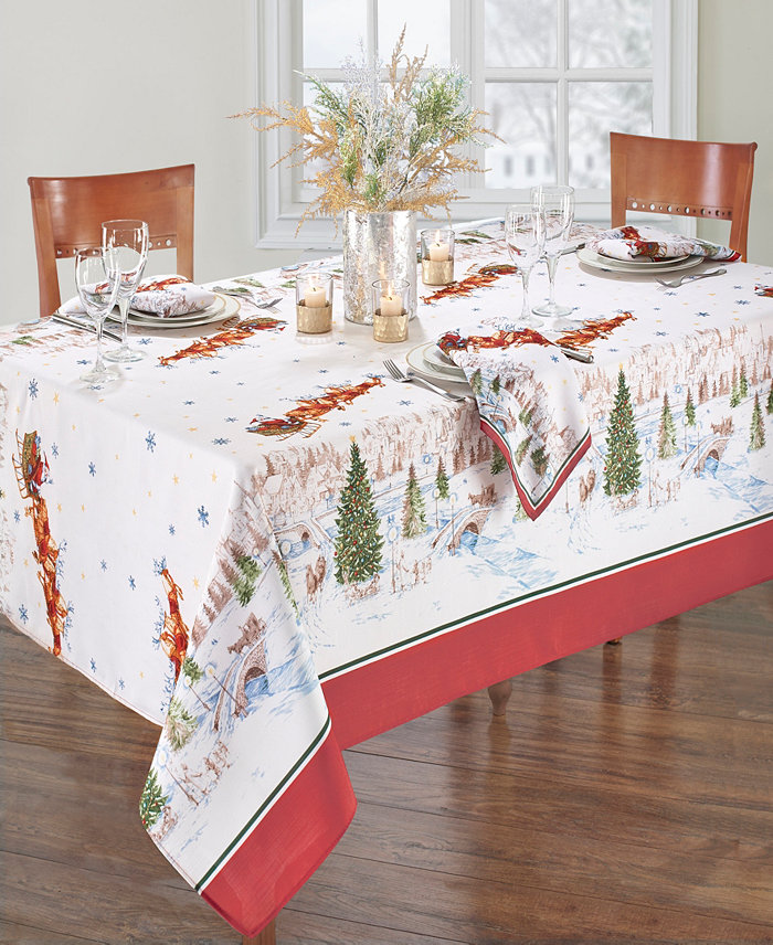 Elrene Santa's Snowy Sleighride Tablecloth - 60 x 120