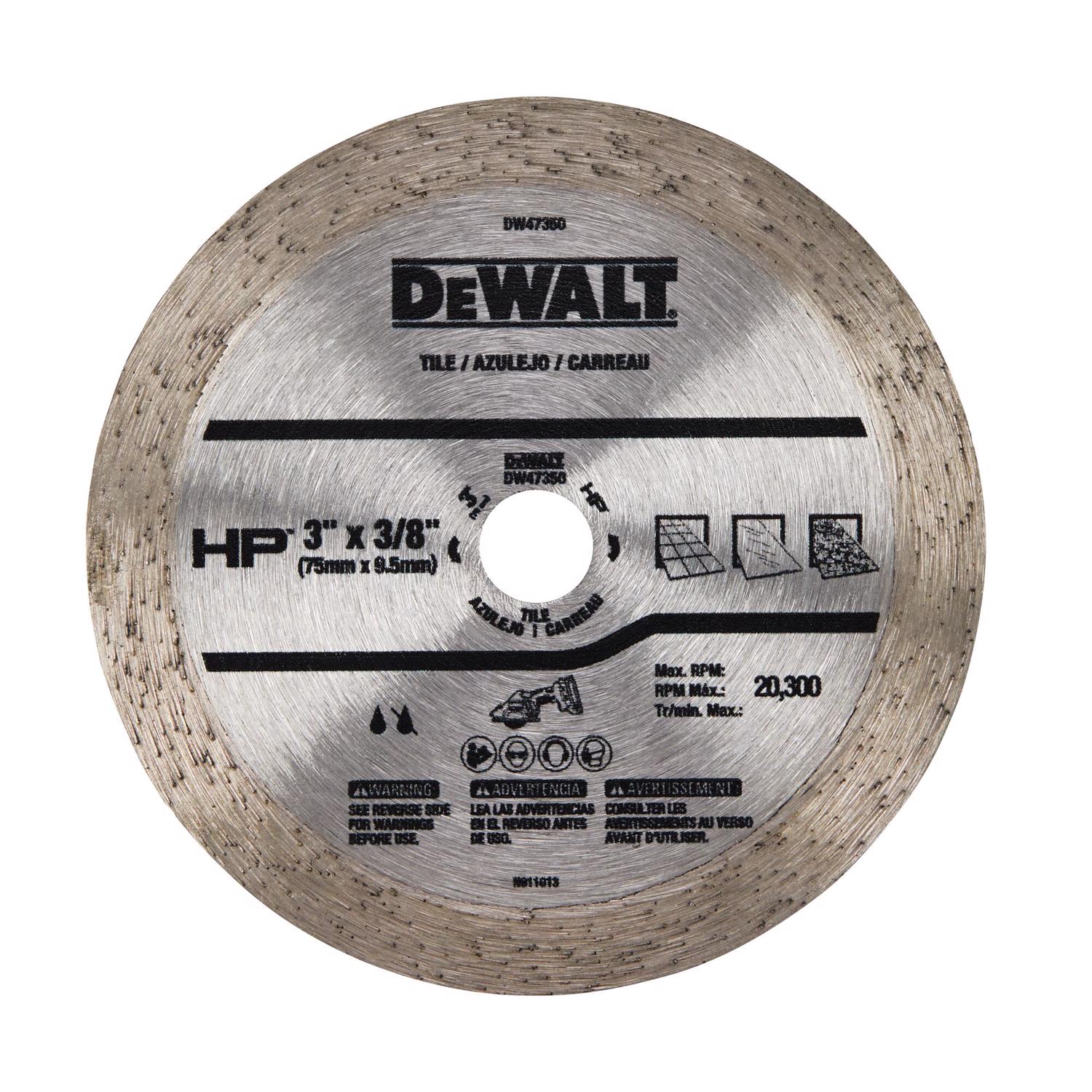 DW 3 in. D X 3/8 in. Diamond/Metal Continuous HP Tile Blade 1 pk