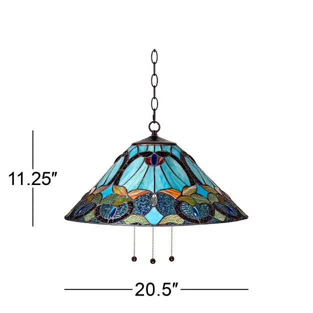 Wide Mission Art Glass 3 light Fixture For Dining Room Home Kitchen Island