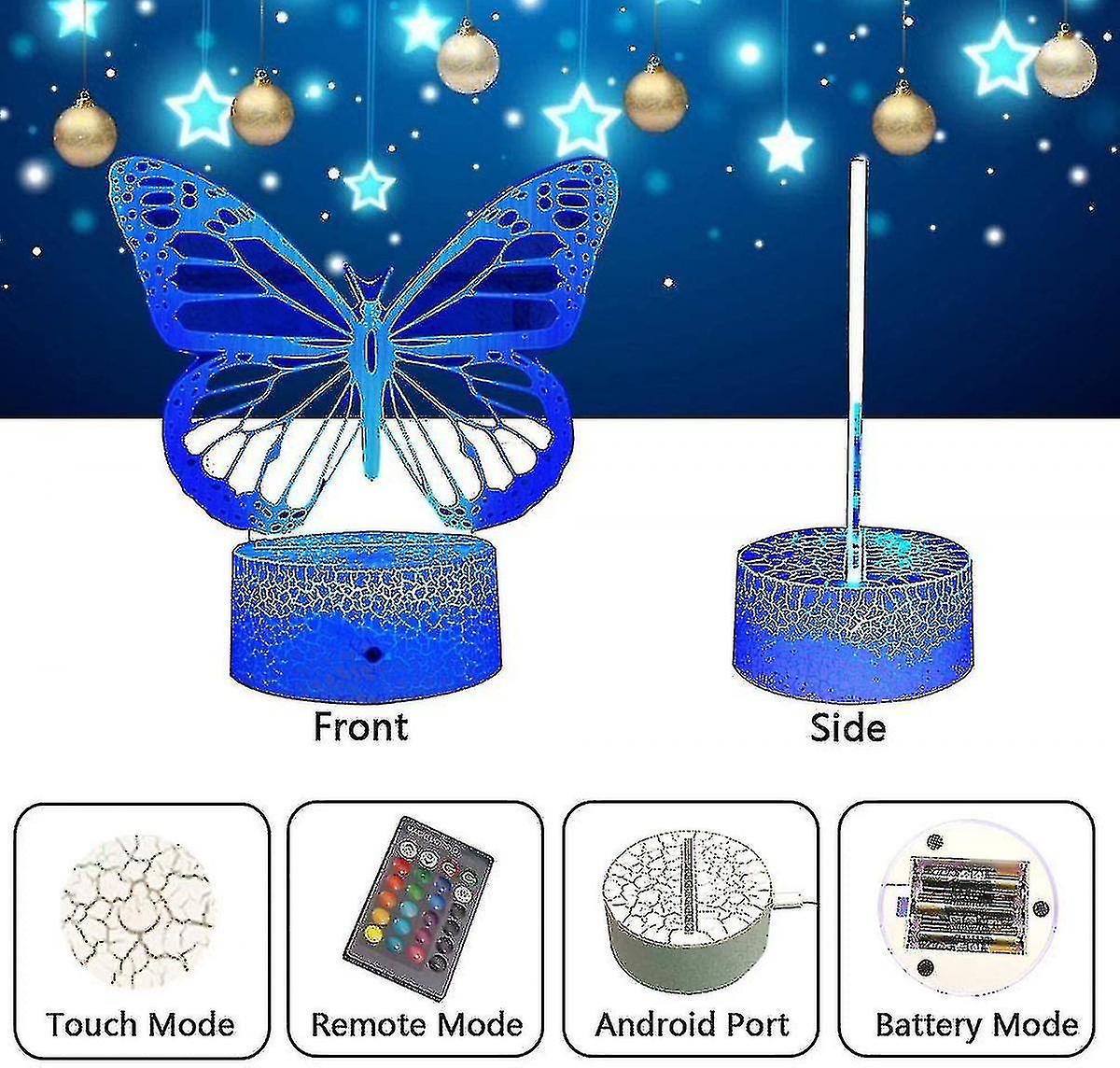 Butterfly Night Light， Birthday Gift For Girls 3d Illusion Lamp Kids Bedside Lamp With 16 Colors Changing Remote Control Butterfly Toys Girls Gifts