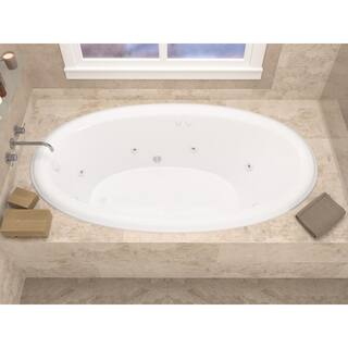 Universal Tubs Topaz 60 in. Oval Drop-in Whirlpool Bath Tub in White HD3660PWR