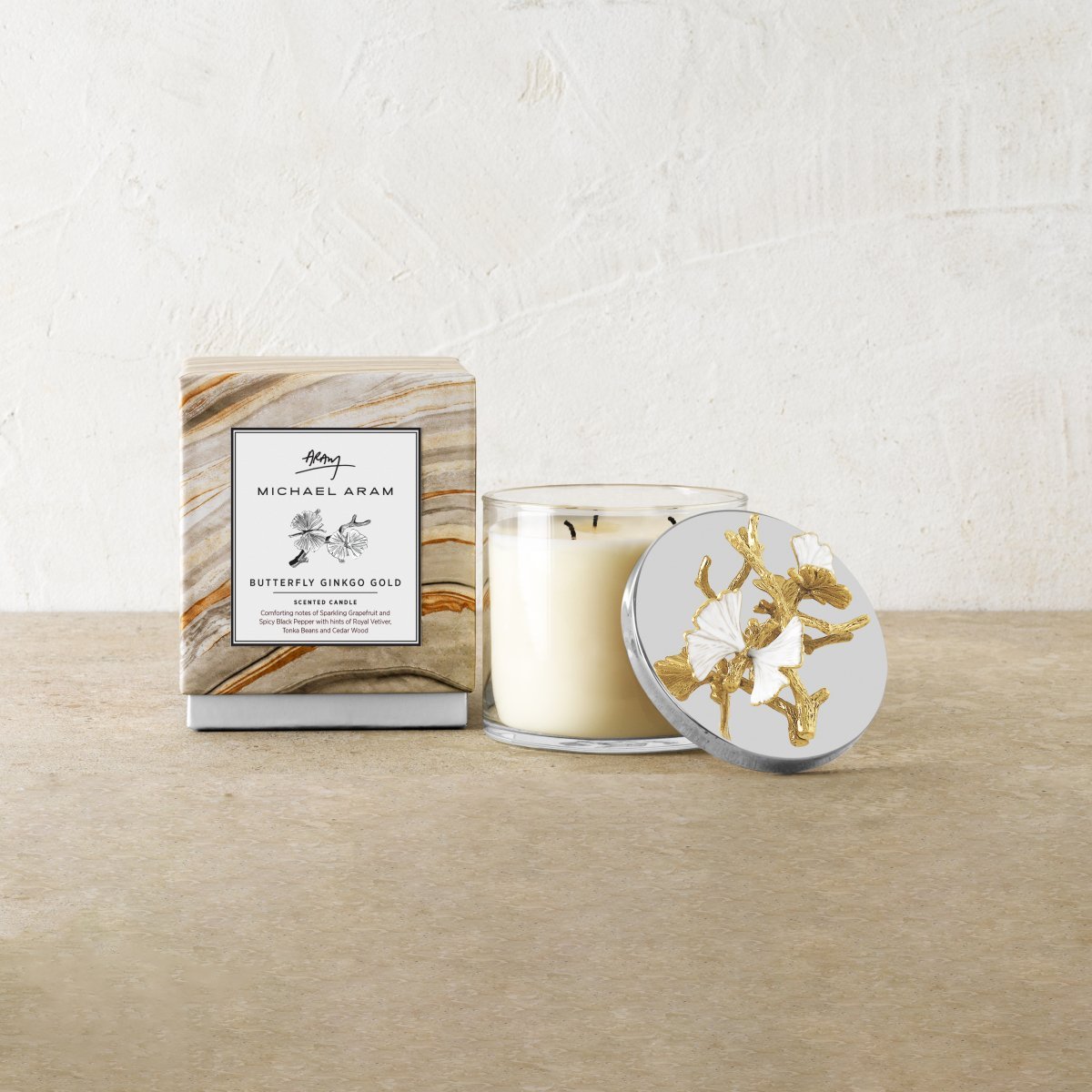 Butterfly Ginkgo Gold Candle