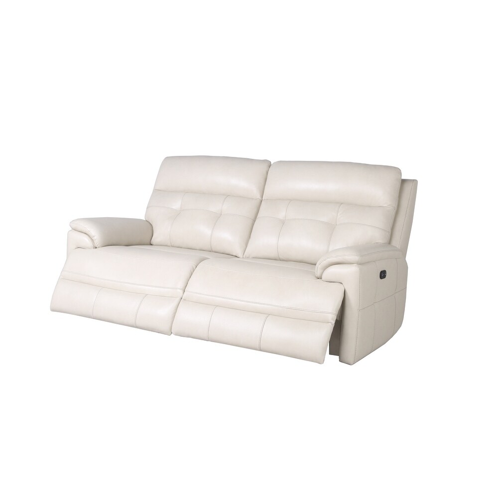 Jenson Leather Motion Cream Sofa with Power Head Rest   41'' H x 78'' W x 40'' D