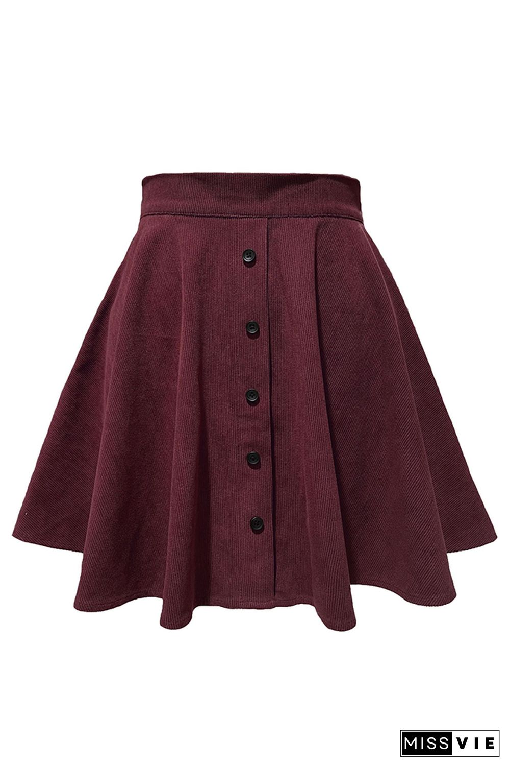 Corduroy High Waist Button Skirt