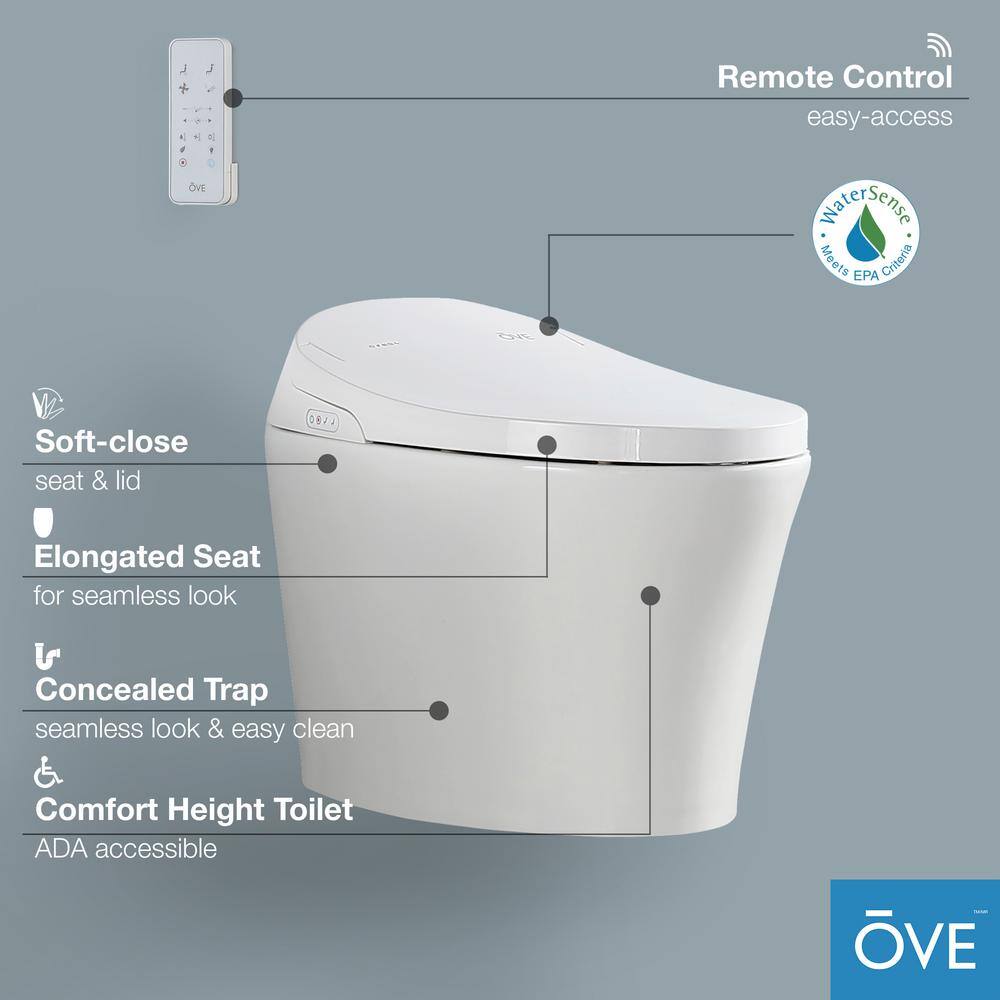 OVE Decors Lena Elongated Electric Bidet Toilet in White 15WST-LENA00-00