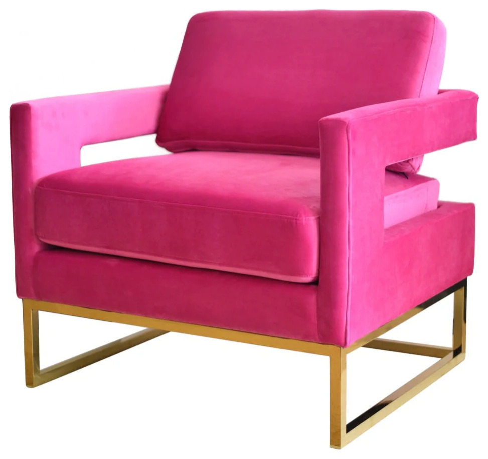 Tina Pink Velvet and Gold Accent Chair   Contemporary   Armchairs And Accent Chairs   by Rustic Home Furniture Deco  Houzz