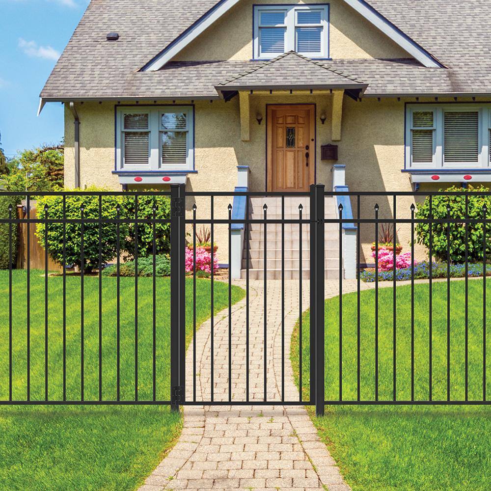 Barrette Outdoor Living Brilliance Standard-Duty 3 ft. W x 4.5 ft. H Black Aluminum Straight Pre-Assembled Fence Gate 73009530