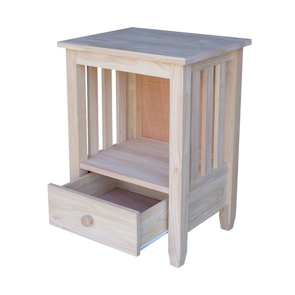 Unfinished Solid Parawood Mission Single-drawer Tall End Table