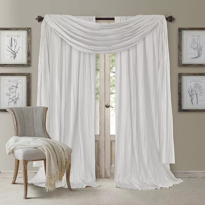 Elrene Home Fashions Athena Faux Silk Window Curtain and Scarf Set