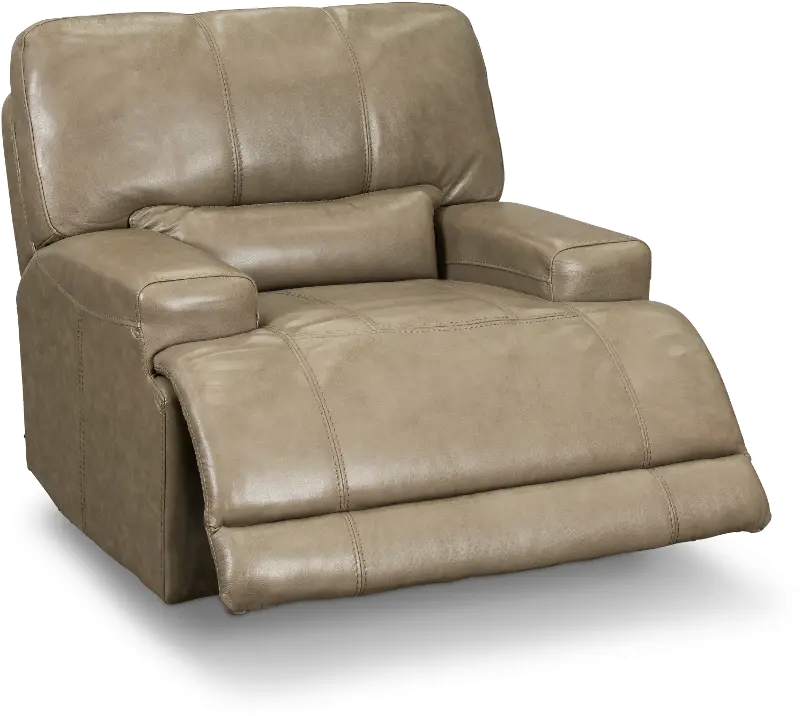 Omega Taupe Leather Power Recliner