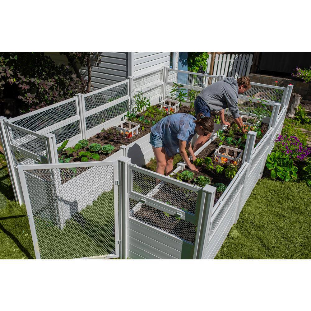 VITA Classic 12 ft. x 8 ft. x 4 ft. White Vinyl Keyhole Composting Garden with Enclosure VT17125