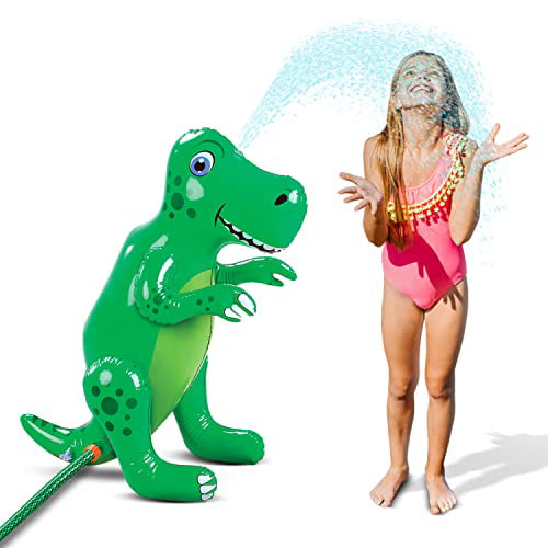 Bundaloo Inflatable Dinosaur Sprinkler - Fun Outdoor Water Toy for Boys and Girls Age 3 and Up- Beach， Lawn， Park， Backyard Splash Activities for Summer - Decorative Dino-Themed Birthday Party Games