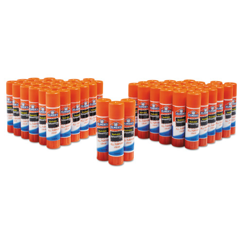 Elmer's Washable School Glue Sticks， 0.24 oz， Applies and Dries Clear， 60/Box (E501)