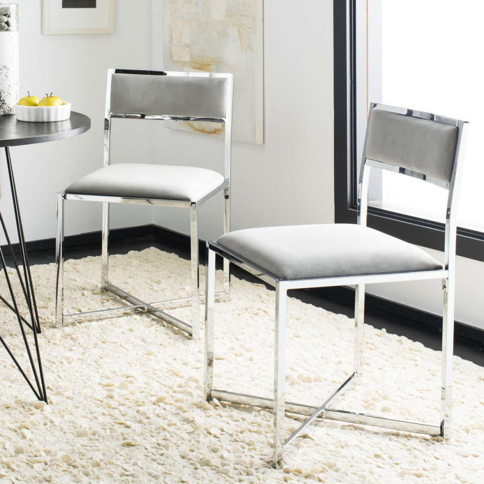 Kenneth Chrome Side Chair Grey Set 2   Modern   Dining Chairs   by Virgil Stanis Design  Houzz