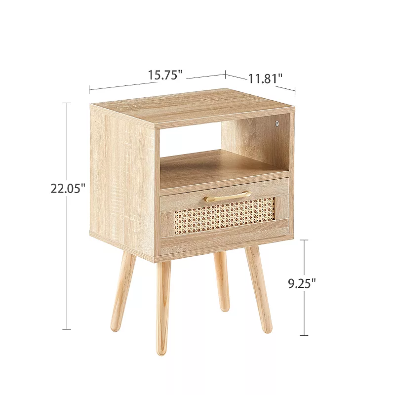 Merax Rattan End table ， Modern nightstand