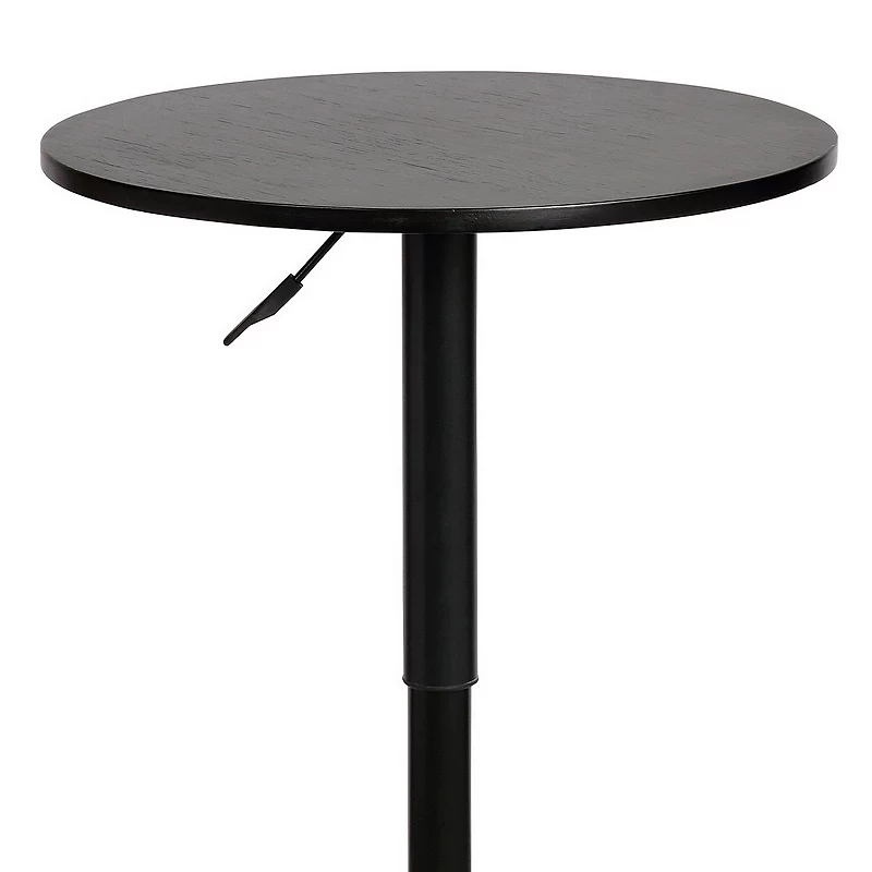 24 Inches Round Adjustable Pub Table with Metal Base， Black