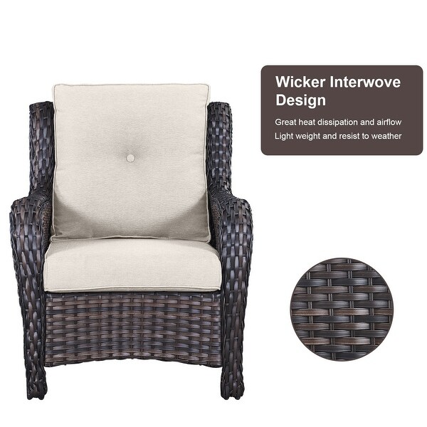 3 Pieces Outdoor Rattan Chair with Fire Pit Table