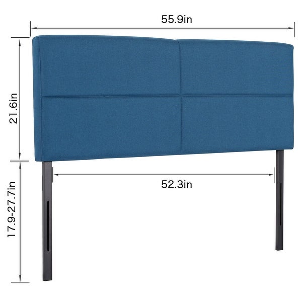 Height Adjustable Upholstered Headboard， Twin /Full/Queen/King Size Headboard， Dark Blue - - 36240660