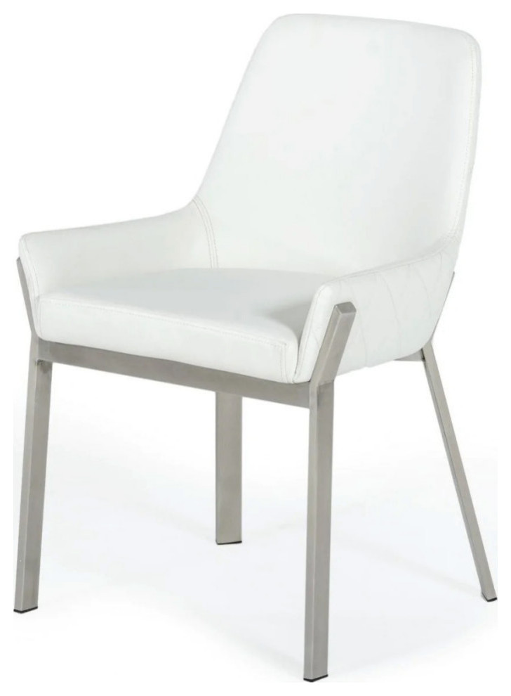 Susie Modern White and Brushed Stainless Steel Dining Chair  Set of 2   Contemporary   Dining Chairs   by V.S.D Furniture  Houzz