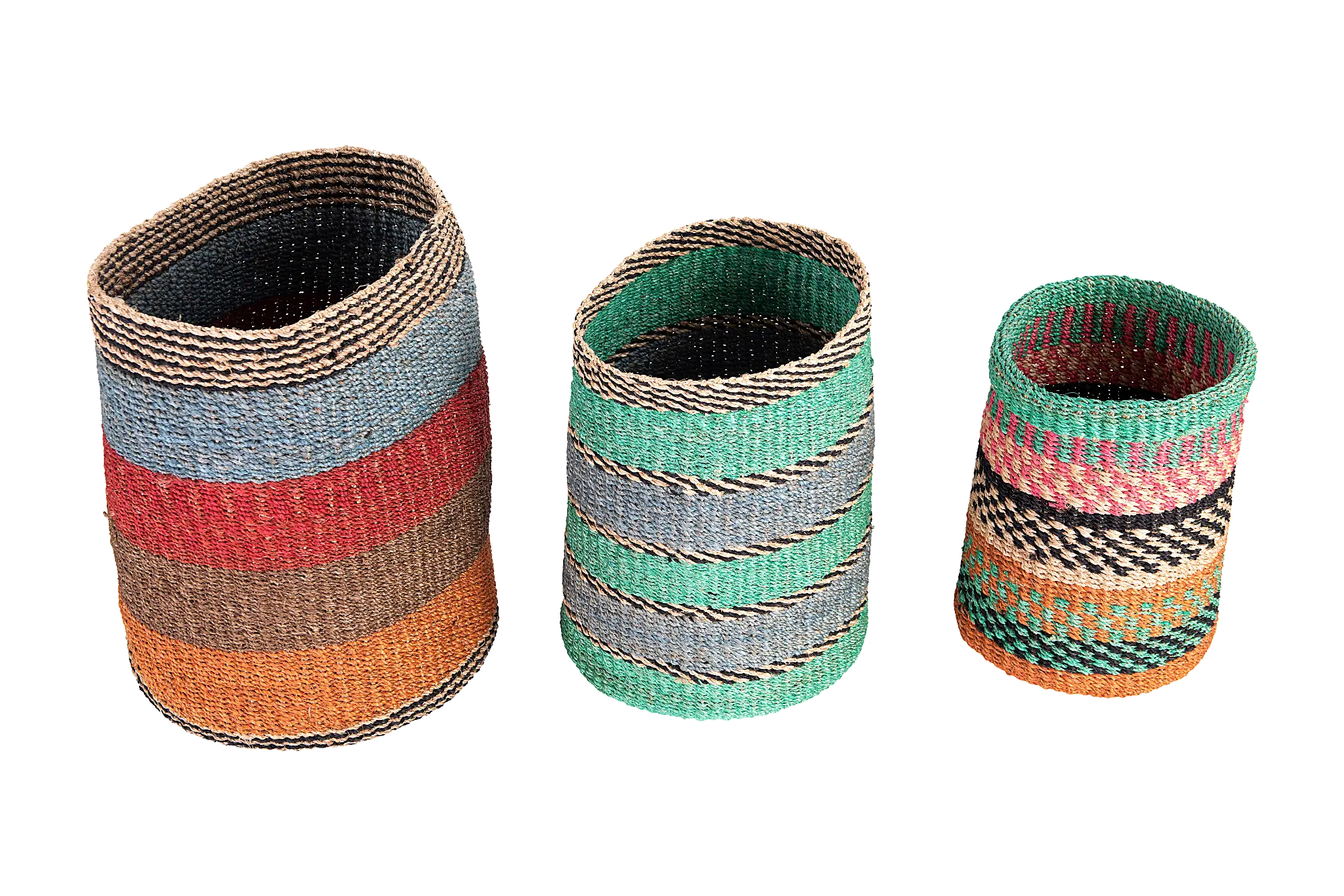 15 Inch Multi Color Hand Woven Abaca Basket