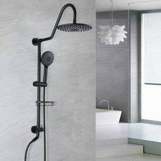 YASINU 1-Spray Patterns Wall Mount Dual Shower Heads with Soap Dish in Matte Black YN116MB