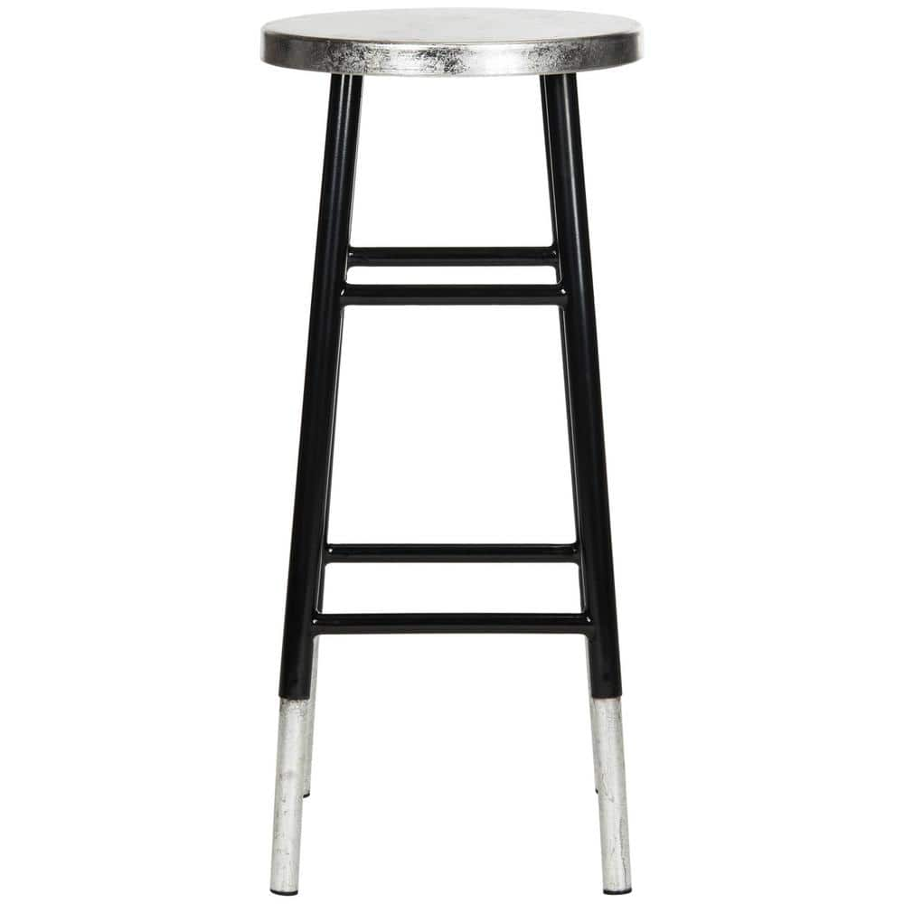 SAFAVIEH Kenzie 30 in. Black and Silver Bar Stool FOX3212A