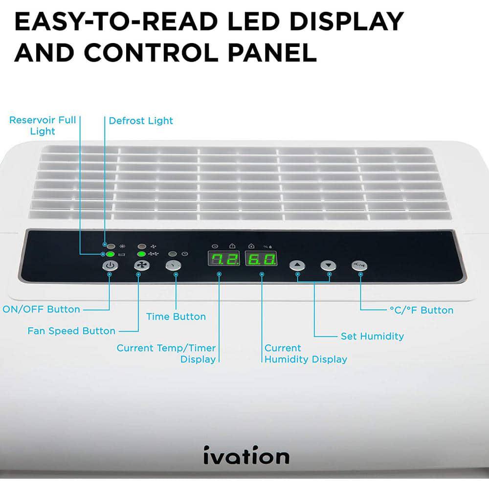 Ivation 50 Pint Energy Star Dehumidifier with Pump and Hose Connector