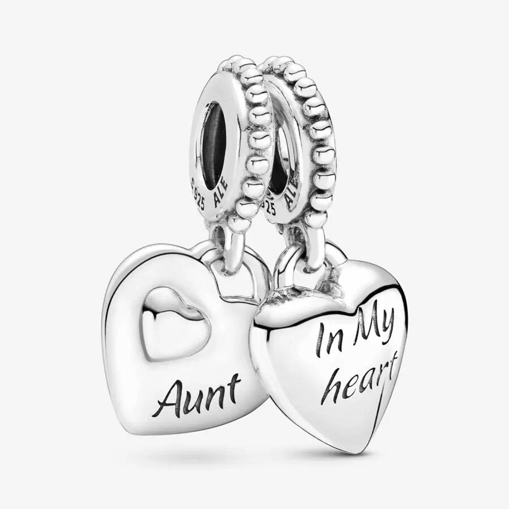 PANDORA  Aunt & Niece Split Heart Dangle Charm