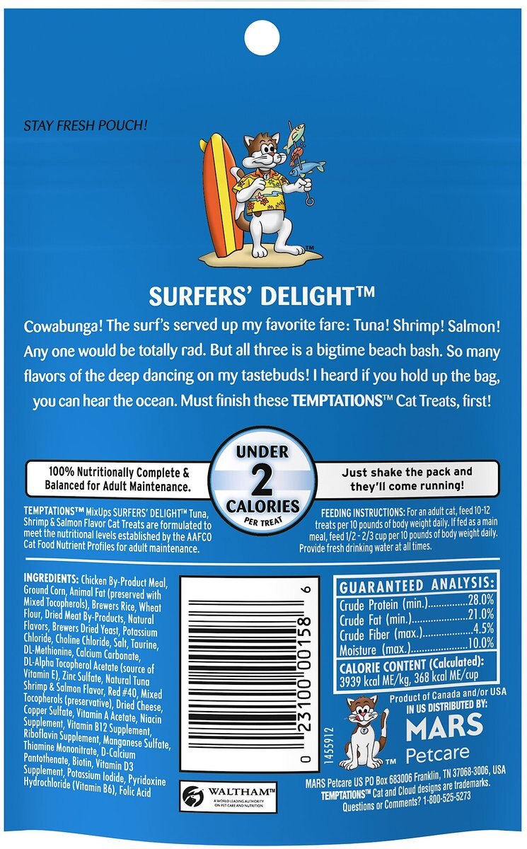 Temptations MixUps Surfers' Delight Flavor Soft and Crunchy Cat Treats