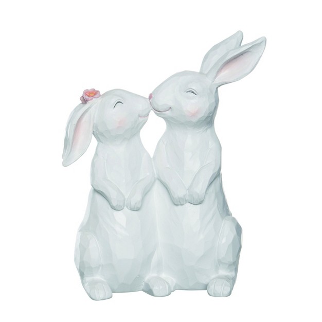 Transpac Resin 10 43 In White Easter Kissing Bunny Figure