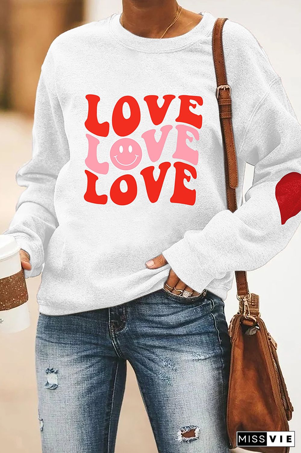 Valentines Day Heart Pullover Longsleeve Sweatshirt Wholesale