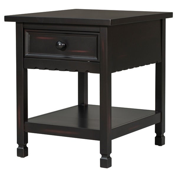 Classical Multifunctional End Table with One Drawer and Bottom Shelf