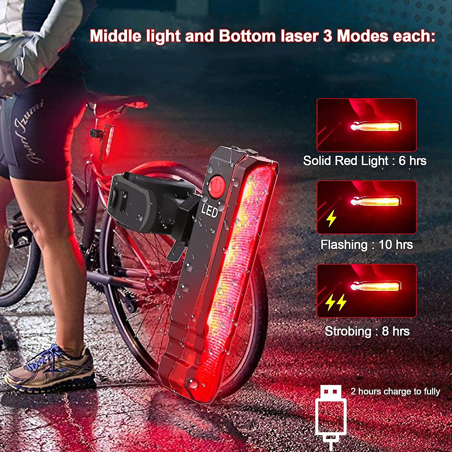 1 Piece Usb Bike Rear Light 5 Led Bicycle Taillight 3 Modes Cycling Light Safety Warning Bike Back Light