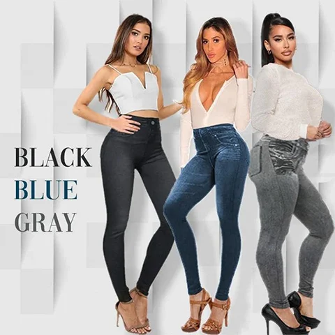 Perfect Stretch Skinny Fit Pull-On Push-Up Plus-Size Denim Jeans Leggings