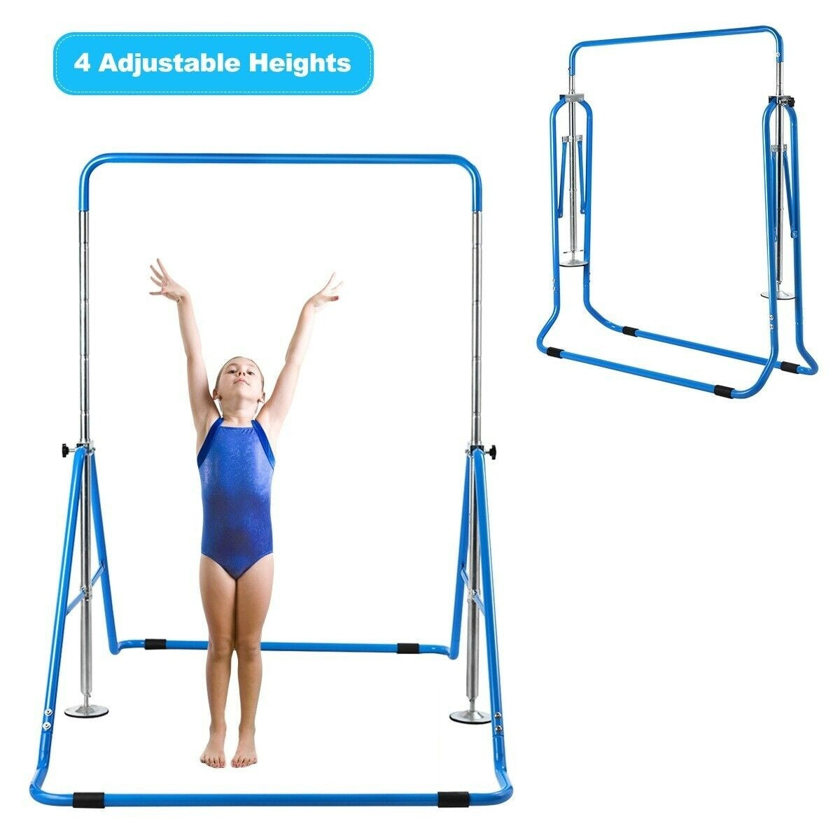 Costzon Expandable Gymnastics Training Bar,3 to 4.5 FT Height Adjustable Junior Horizontal Kip Bar