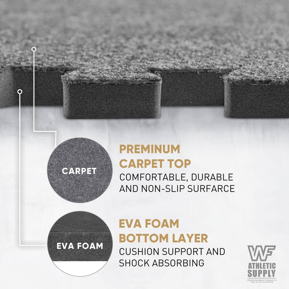 CAP Carpet Texture Top Gray 24 in. x 24 in. x 12 mm Interlocking Mats for Home Gym Kids Room  Living Room (48 sq. ft.) MTS2-1106C-4