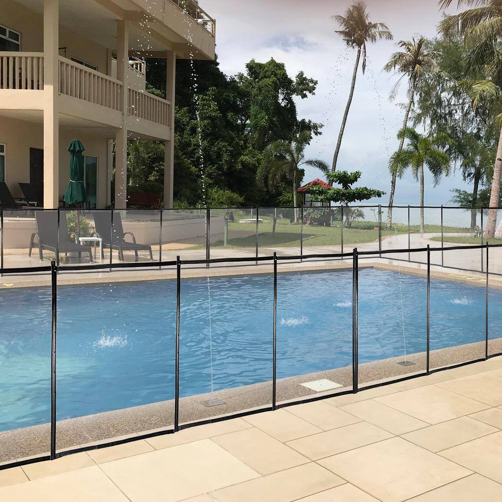 Afoxsos 12 ft. L x 4 ft. H Black Outdoor Pool Fence with Section Kit Removable Mesh Barrier for Pools Garden and Patio HDMX1142