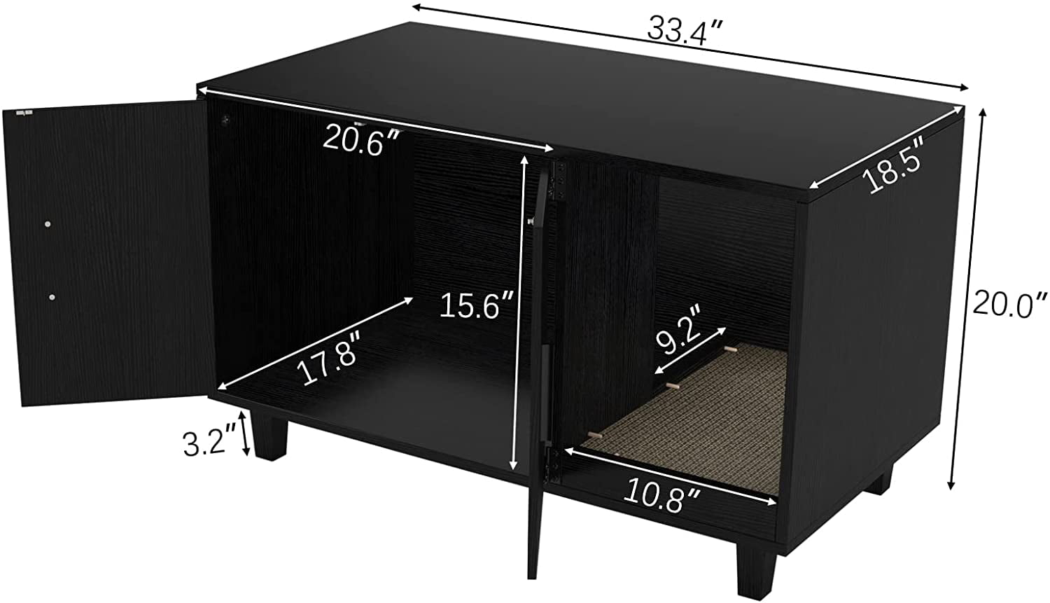 GDLF Pet Crate Cat Washroom Hidden Litter Box Enclosure  as Table Nightstand with Scratch Pad，Stackable