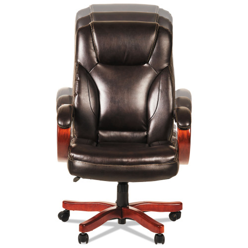 Alera Transitional Series Executive Wood Chair， Up to 275 lb， Chocolate Marble Bonded Leather Seat/Back， Walnut Wood Base (TS4159W)