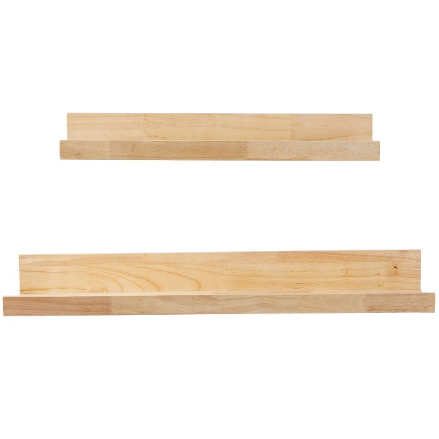 Set Of 2 Wood 2 Wall Shelves With Light Brown Novogratz