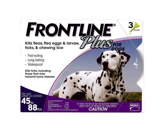 Frontline Plus Dog Flea and Tick Control 45-88 lb. (3 Doses)