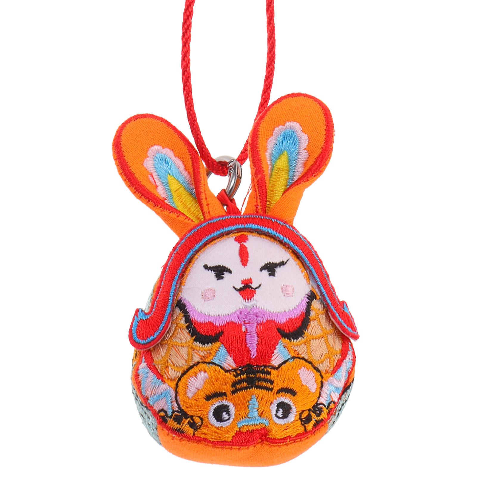 Hanging Stuffed Rabbit Mascot Toy Lovely Zodiac Bunny Doll New Year Hanging Ornament