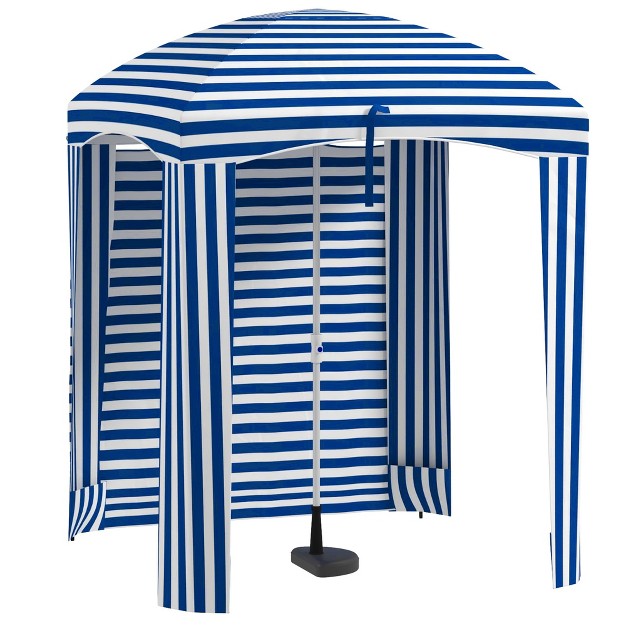 Outsunny 5 9 x27 X 5 9 x27 Cabana Umbrella Outdoor Beach Umbrella With Windows Sandbags Carry Bag