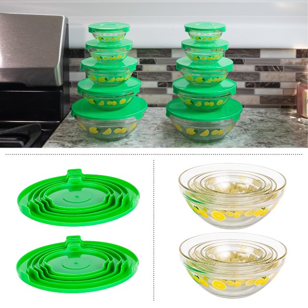 Classic Cuisine 20 piece Lemon Design Glass Bowls With Lids Set