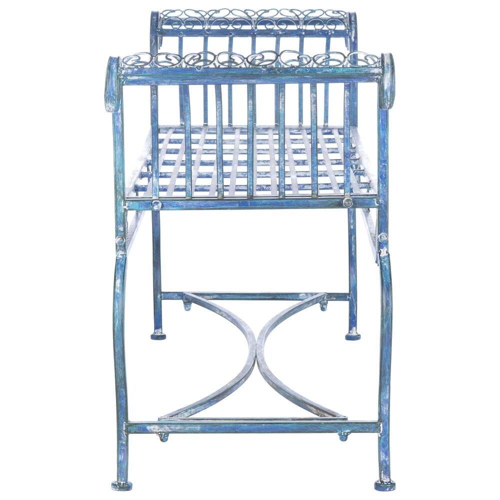 SAFAVIEH Outdoor Living Brielle Victorian Iron 52 inch Bench.   52\