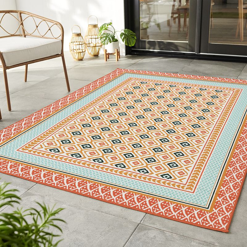 Sonoma Goods For Life® Indoor/Outdoor Warm Geo Border Rug