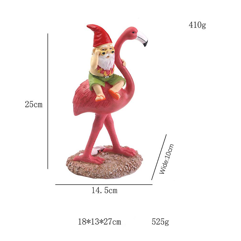 Dwarfs Riding Flamingos Figurine Sculpture Statue For Home Desktop Decoration Handicraft Bookshelf Ornaments