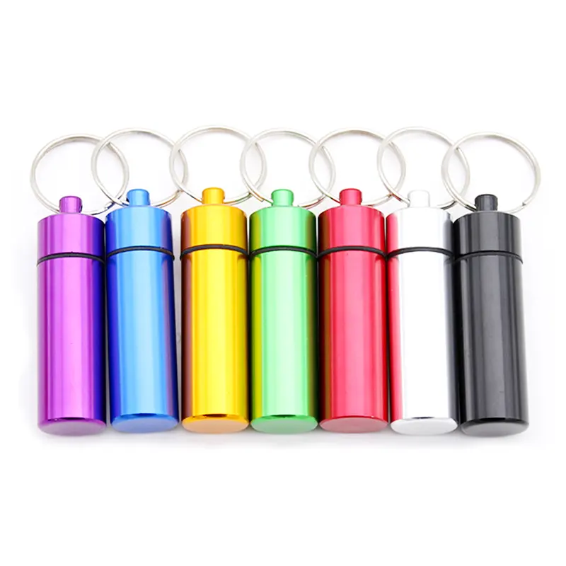 Portable Waterproof 60*17MM Mini Aluminum oy Keychain Medicine Storage Case  Metal Pill Box